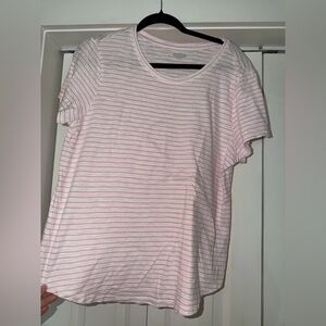 Old Navy Pink and White Striped Short Sleeve Tee